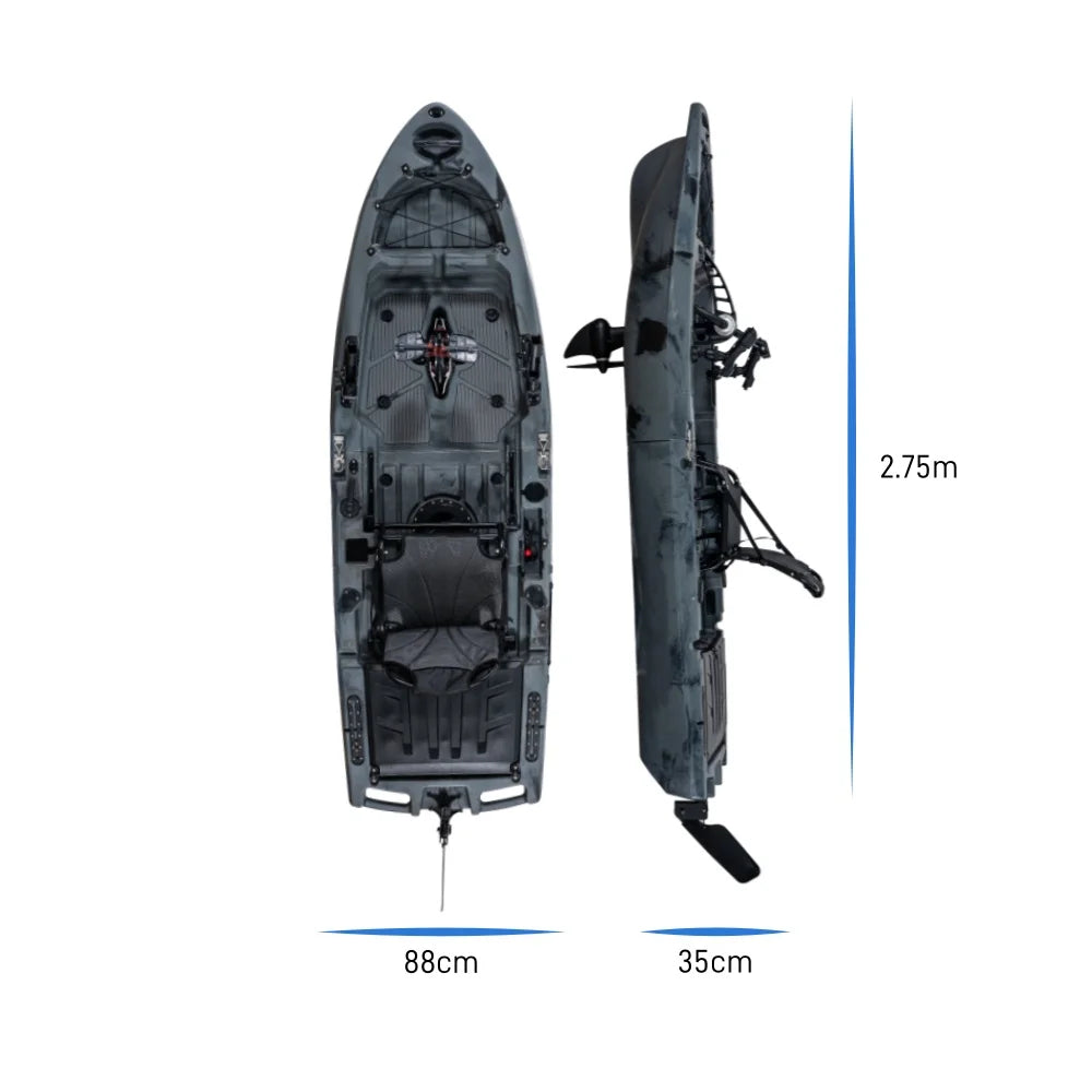 2026 Hot Selling-LSF New Design Fin Pedal Drive Kayak One Person 2.75m Modular Kayak 2 Section Detachable Fishing Boat for Sale