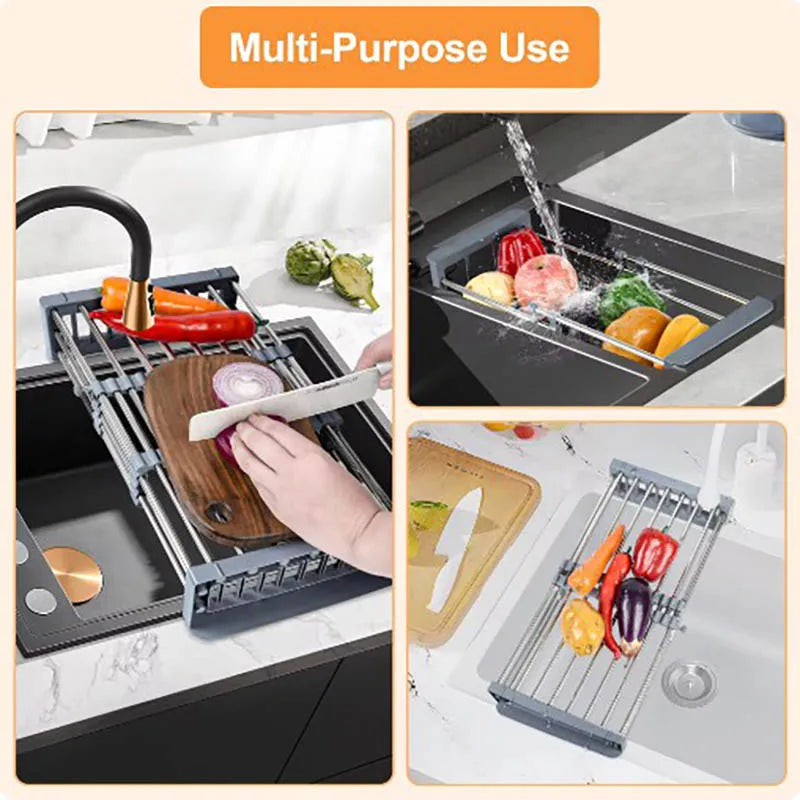 Kitchen Sink Drain Rack Dish Drain Rack Kitchen Basket Folding Drain Rack Stainless Steel Kitchen Sink Kitchen Washing Dishes