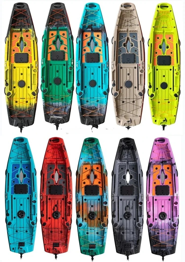 9.5ft 1 Person Folding Plastic Boats Fishing 2 Sectional Modular Kayak With Propeller Pedal Drive and Chair