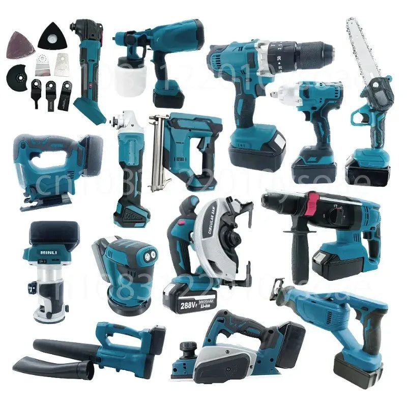 15-Piece Combo Power Tools Set Brushless Cordless Drill & Electric Hammer Drill Angle Grinder Includes Hard Case