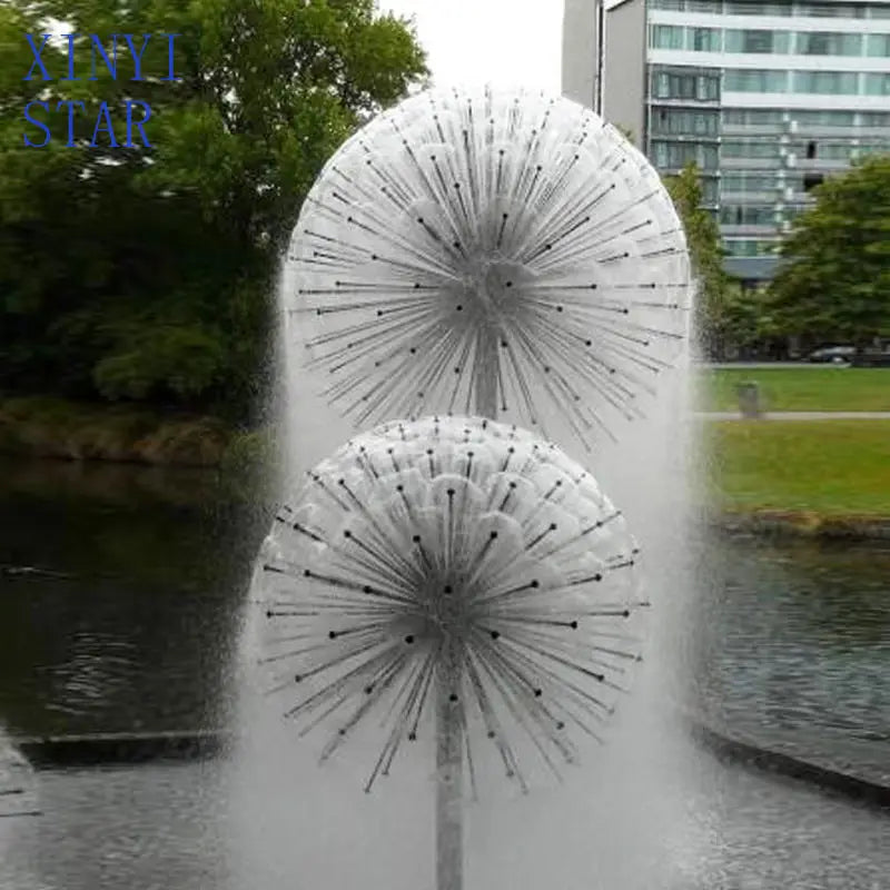 Modern minimalism Big Outside Outdoor Waterfall Stainless Steel Dandelion Fountain
