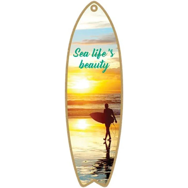 Surfboard Wooden Hanging Sign Ocean Decor Summer Decor Outdoor Decor Summer Theme Wall Decor Beach Signs for Home Cafe Bar Decor