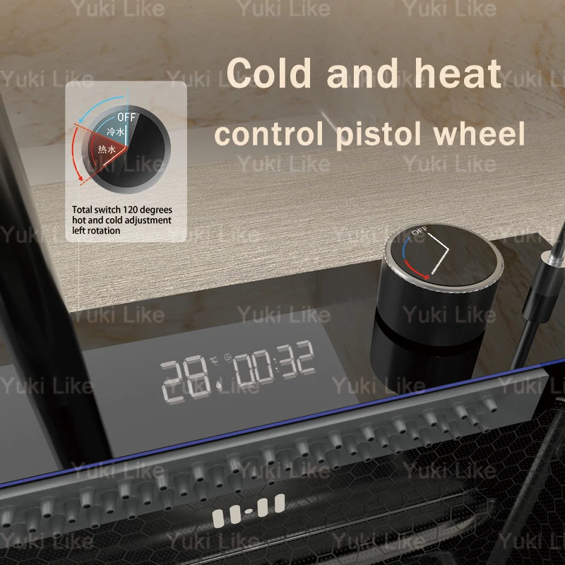 Stainless Steel Waterfall Kitchen Sink Extra Large Single Bowl Digital Display Multifunctional Dishwashing sinks