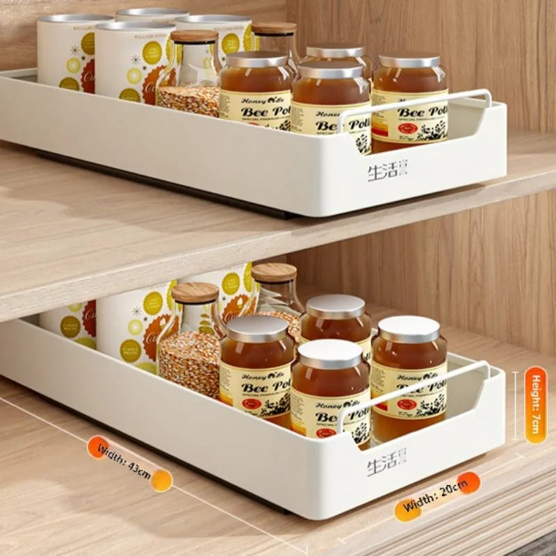 Kitchen Sink Storage Rack, Multi-Function Storage Organizer, Pot Cabinet Pull-Out Shelf, Adjustable Layer Organizer for Kitchen