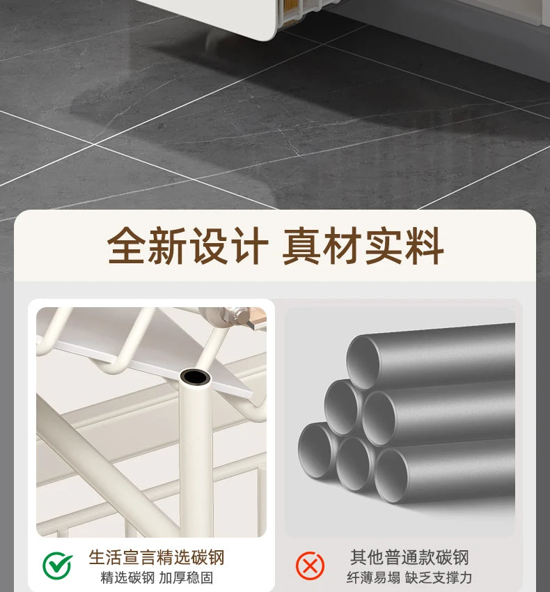 Kitchen Sink Storage Rack, Multi-Function Storage Organizer, Pot Cabinet Pull-Out Shelf, Adjustable Layer Organizer for Kitchen