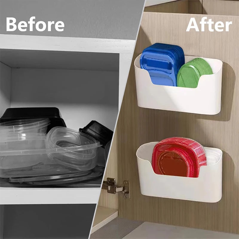 Kitchen Wall-mounted Adhesive Storage Rack Multifunctional Cabinet Door Storage Box Under Sink Drawer Shelf Bathroom Organizer