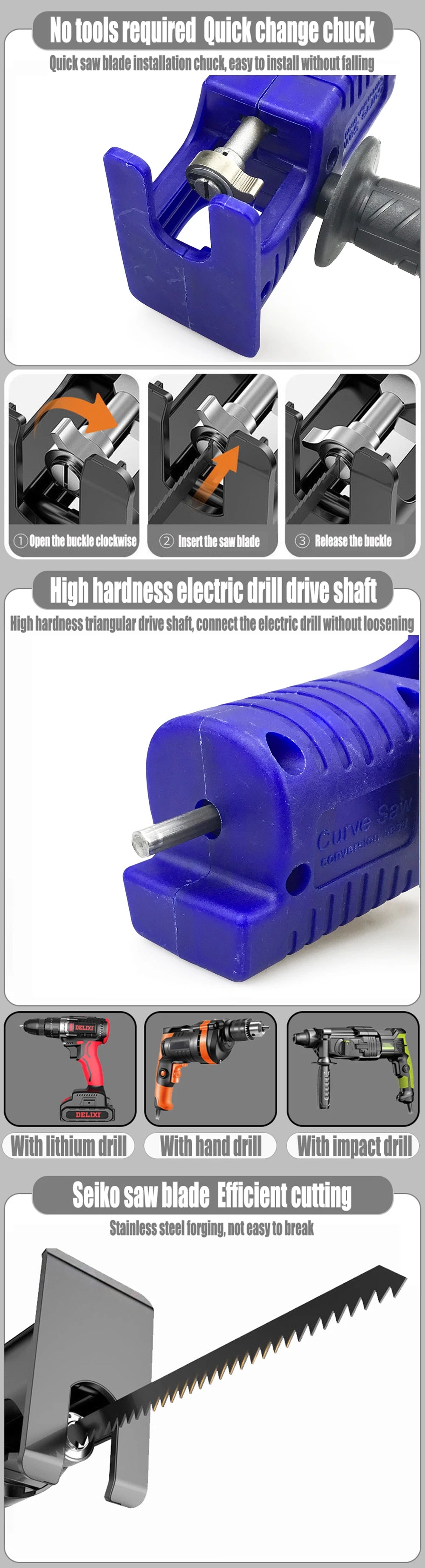 Electric Drill Modified To Electric Saws Reciprocating Saw Adapter Accessory Electric Saws Drill to Jig Saws Wood Cutting Tools