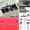 304 Stainless Steel Kitchen Sink Multifunctional Water Catalyst Purify Ingredients 100x50 Large Double Slot Wash Vegetable Basin