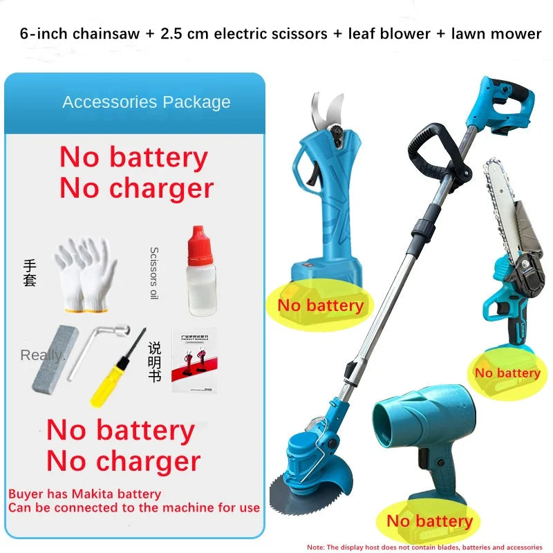 Gardening Electric Tools Electric Lawn Mower Chain Saw Telescopic Pole Electric Scissor Leaf Blower Handheld Garden Lawn Weeding