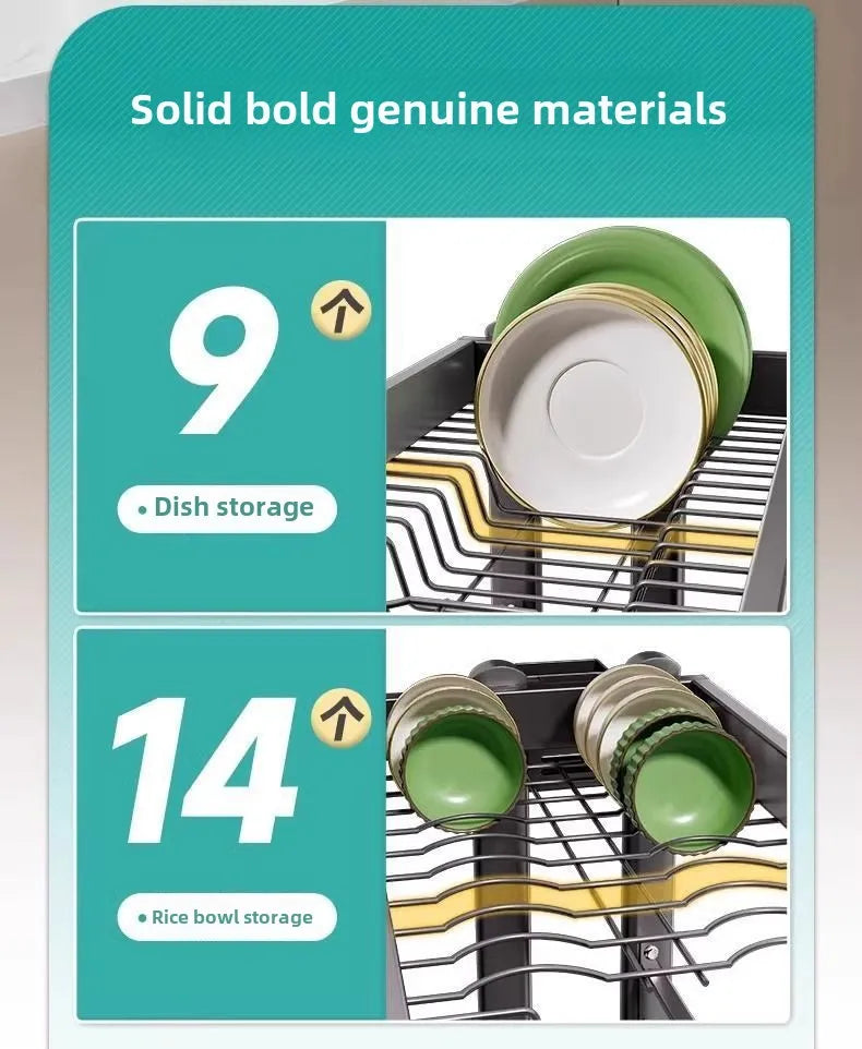 Over-the-Sink Dish Drying Rack Kitchen Sink Organizer Multifunctional Dishware Storage Shelf Space-Saving Plate and Bowl Holder