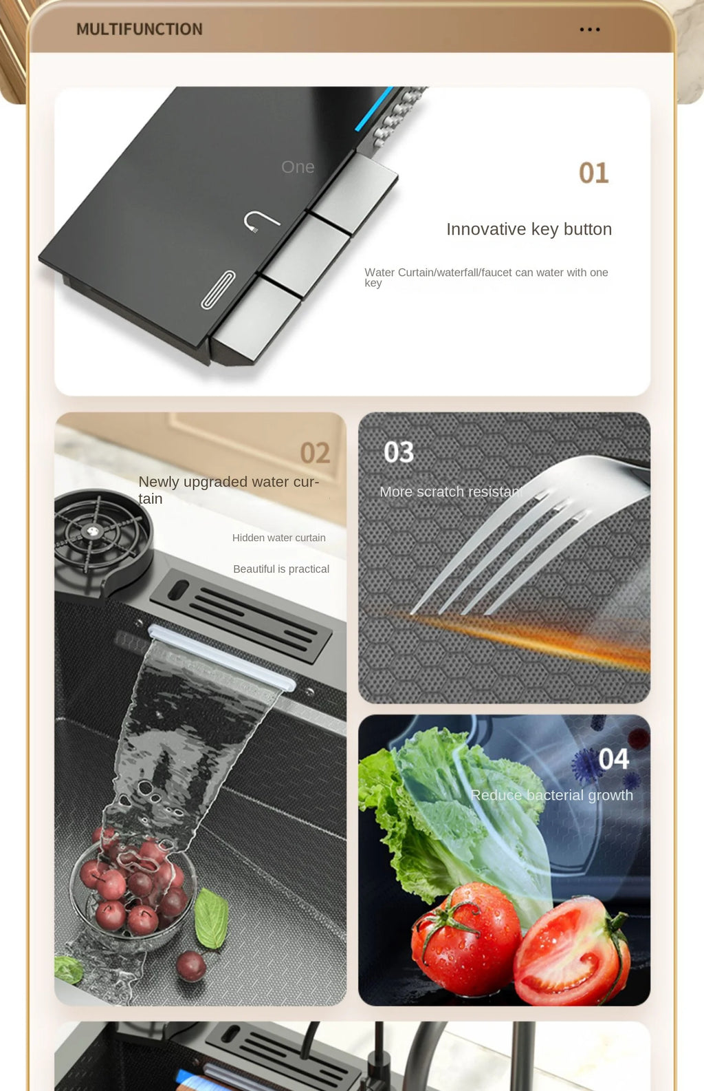 Smart Multifunction Piano Key Waterfall Large Sink 304 Stainless Steel Home Kitchen Sink with Dish Drying Holder