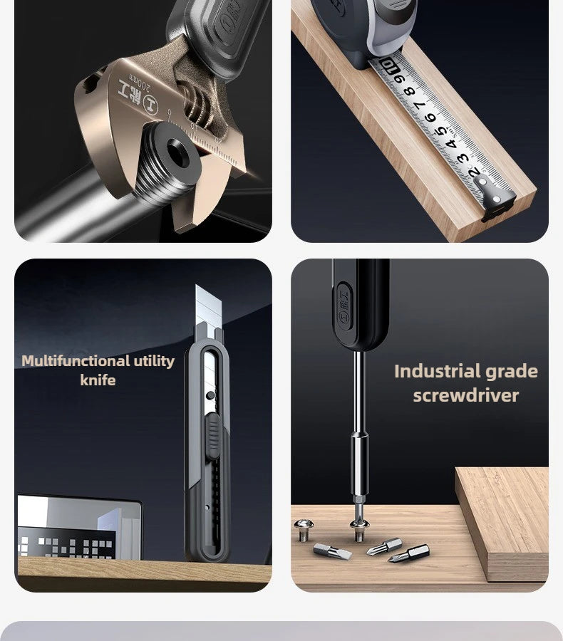 Electric Drill Tool Set Complete Repair Toolkit Electric Hardware Household Recharged Combination Tools Set Luxury Gift Box Kit