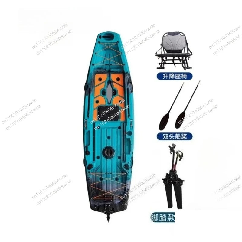 Folding Plastic Boats Fishing 2 Sectional Modular Kayak With Propeller Pedal and Chair