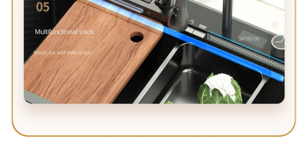 Smart Multifunction Piano Key Waterfall Large Sink 304 Stainless Steel Home Kitchen Sink with Dish Drying Holder