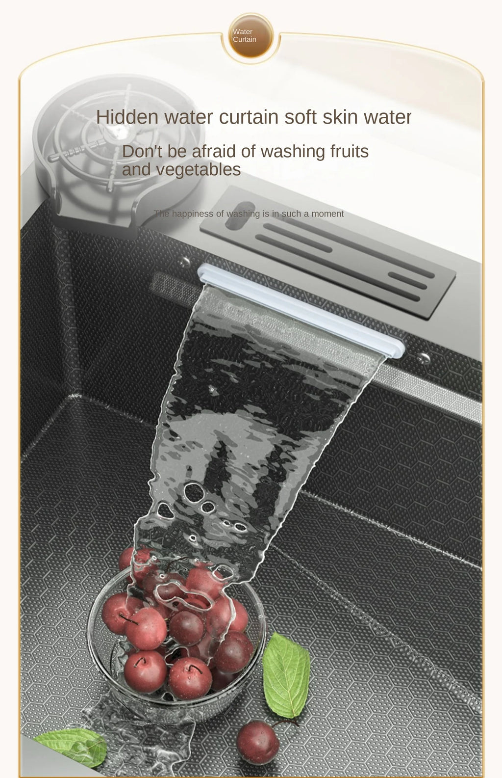 Smart Multifunction Piano Key Waterfall Large Sink 304 Stainless Steel Home Kitchen Sink with Dish Drying Holder