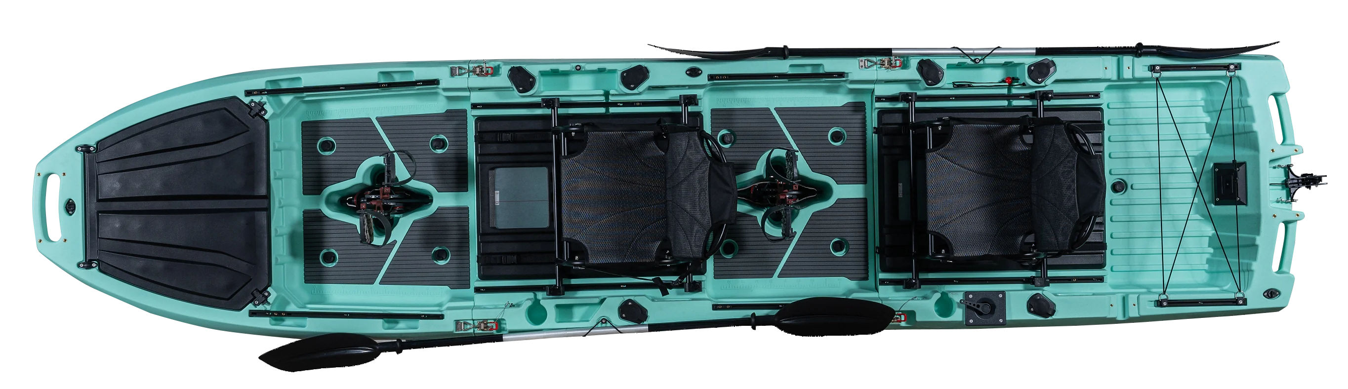 14Ft/10ft Modular Two/Single Seat Pedal Kayak, Seated Fishing Tourist Kayak, Suitable for 2 or 1 People, Three/Two Section, Roto