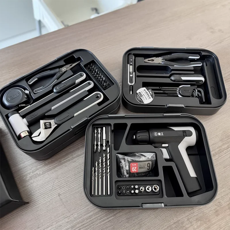 Electric Drill Tool Set Complete Repair Toolkit Electric Hardware Household Recharged Combination Tools Set Luxury Gift Box Kit