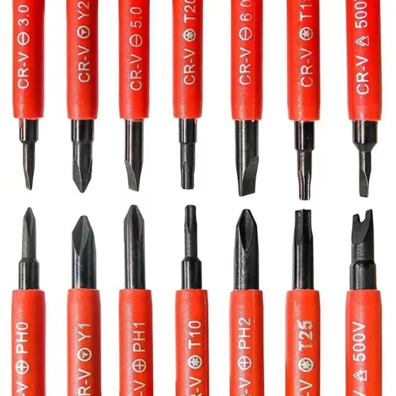 Electrician Repair Tools Kit 15pcs 1000V Changeable Insulated Screwdrivers Set with Magnetic Slotted Phillips Pozidriv Torx Bits