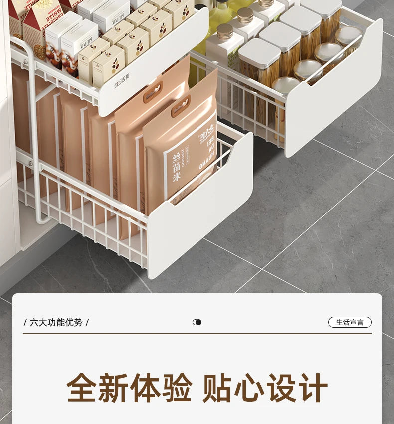 Kitchen Sink Storage Rack, Multi-Function Storage Organizer, Pot Cabinet Pull-Out Shelf, Adjustable Layer Organizer for Kitchen