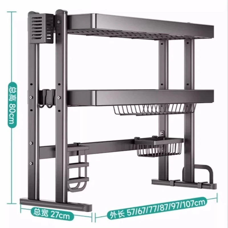 Over-the-Sink Dish Drying Rack Kitchen Sink Organizer Multifunctional Dishware Storage Shelf Space-Saving Plate and Bowl Holder