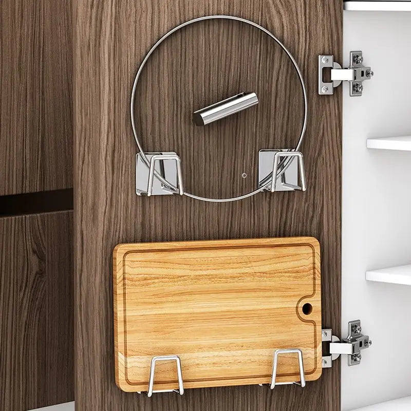 Kitchen Storage Rack, Punch-free Kitchen Sink Storage Pot and Lid Rack, Wall-mounted Kitchen Accessories Storage Rack