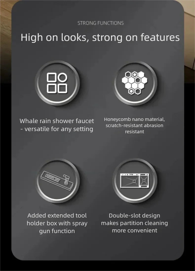 304 Stainless Steel Kitchen Sink Multifunctional Water Catalyst Purify Ingredients 100x50 Large Double Slot Wash Vegetable Basin