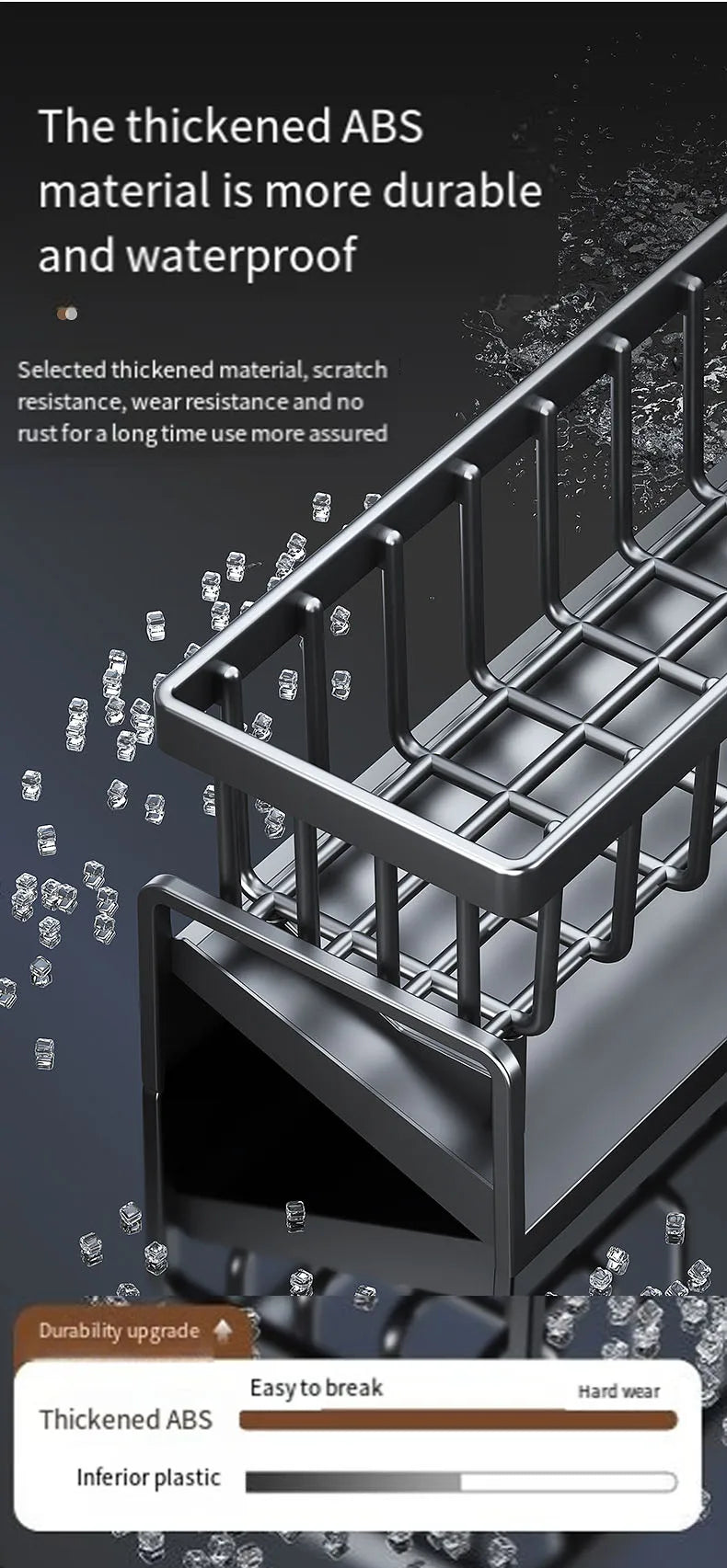 Kitchen Storage Rack Storage Rack Can be Drained and Reused Without Drilling Suitable for Kitchen and Bathroom Sink Storage