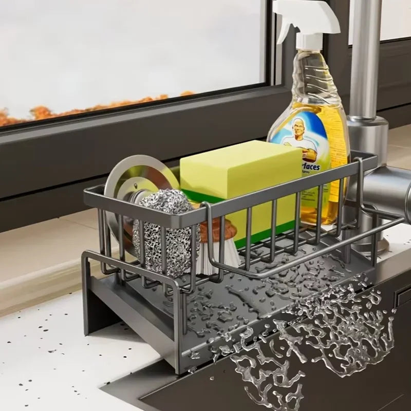 Kitchen Storage Rack Storage Rack Can be Drained and Reused Without Drilling Suitable for Kitchen and Bathroom Sink Storage