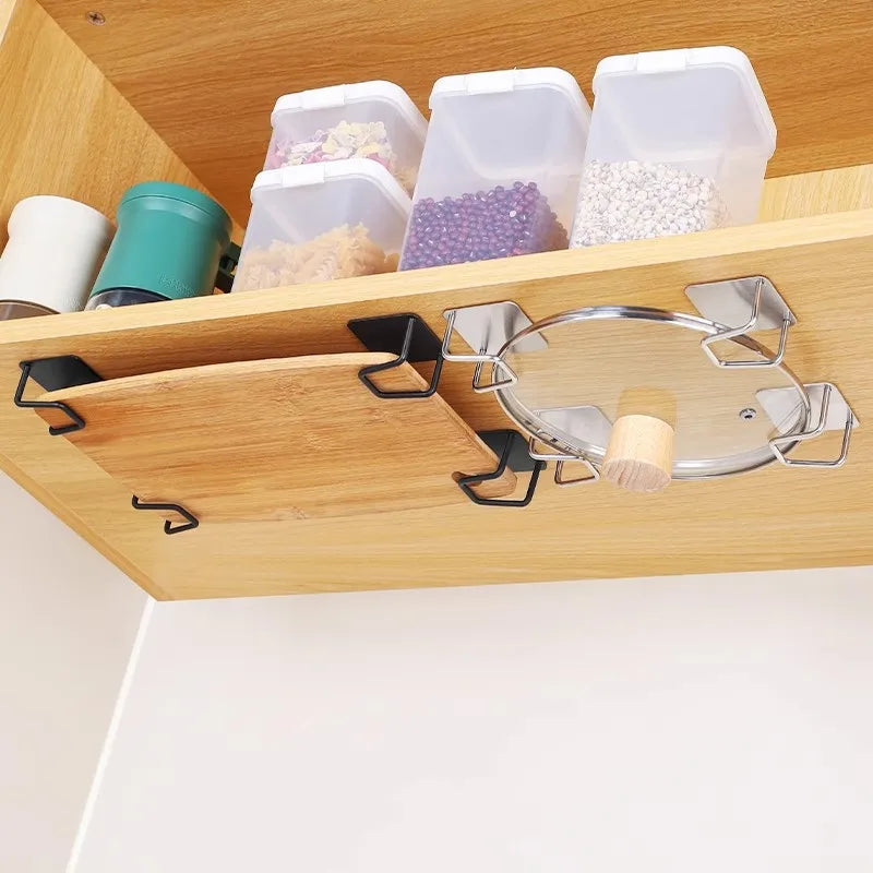 Kitchen Storage Rack, Punch-free Kitchen Sink Storage Pot and Lid Rack, Wall-mounted Kitchen Accessories Storage Rack