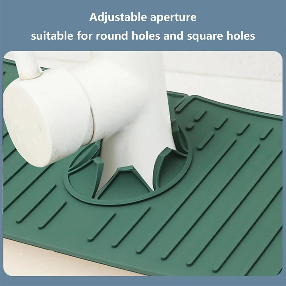 Silicone Faucet Water Catcher Mats,Kitchen Sink Spill-Proof Drying Pads,Anti-Slip Drain and Splash Guard Water Catcher Mat