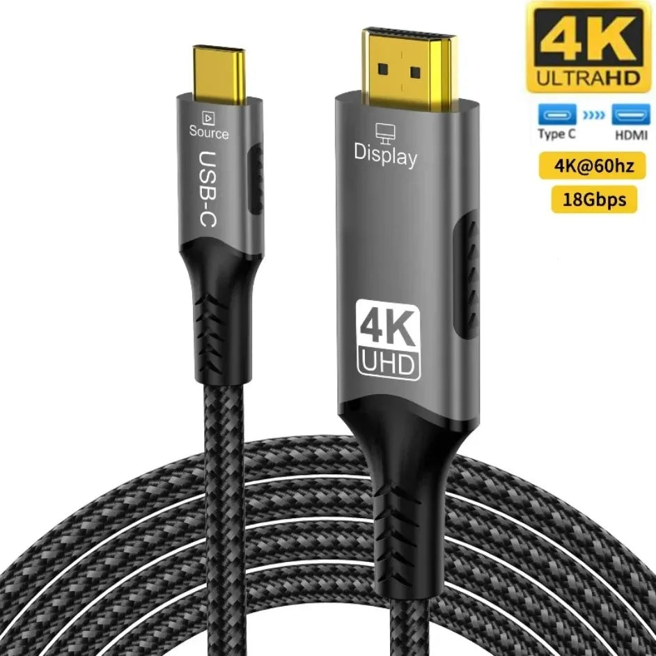 8k@60hz USB C to HDMI-Compatible cable 4k@120hz 2.1 Thunderbolt 4 Compatible HDTV Cable for PC MacBook Pro HUAWEI