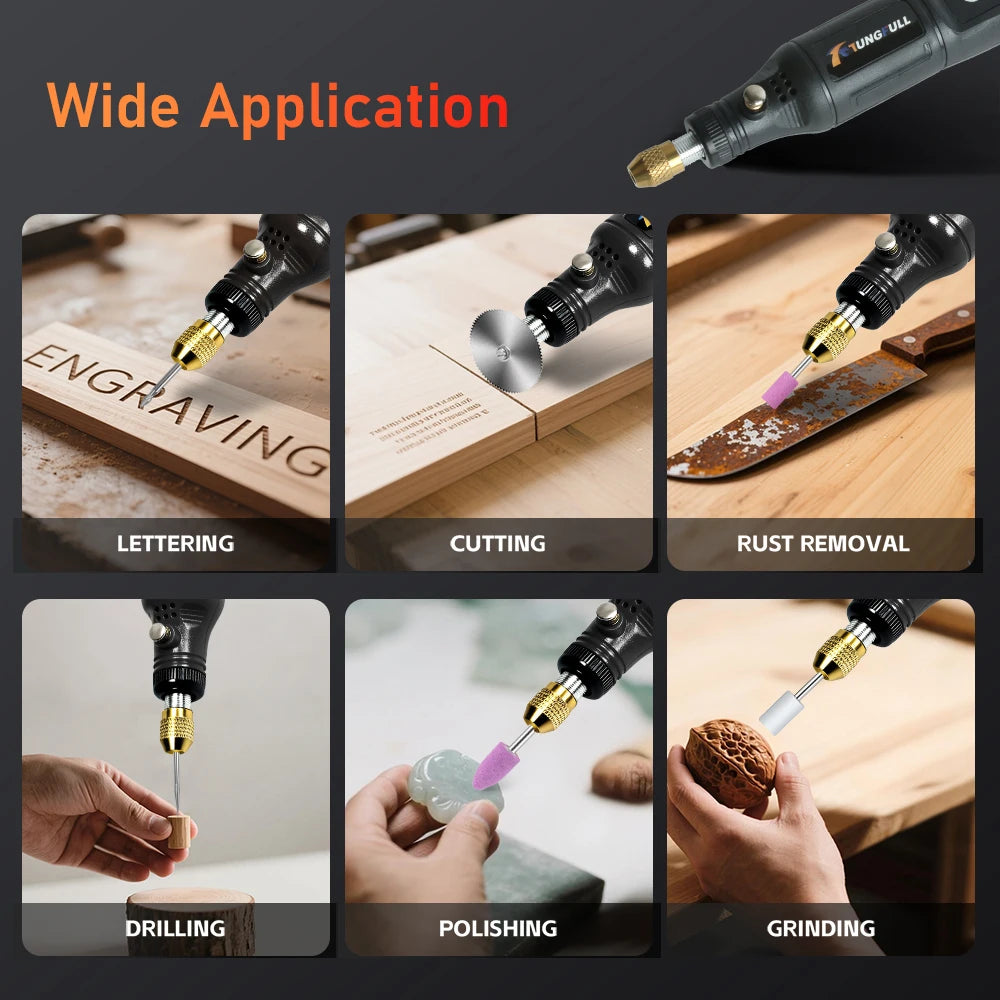 Mini Electric Drill USB Wireless Mini Handheld Drill Rotary Tool Woodworking Engraving Pen Dremel Tools for Jewelry Metal Glass