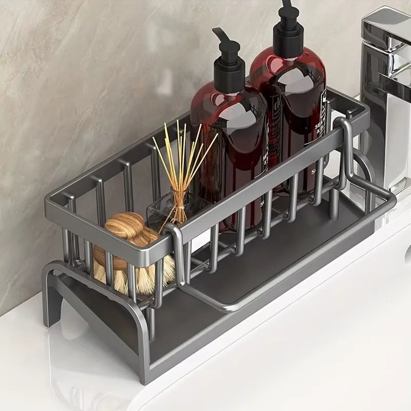 Kitchen Storage Rack Storage Rack Can be Drained and Reused Without Drilling Suitable for Kitchen and Bathroom Sink Storage