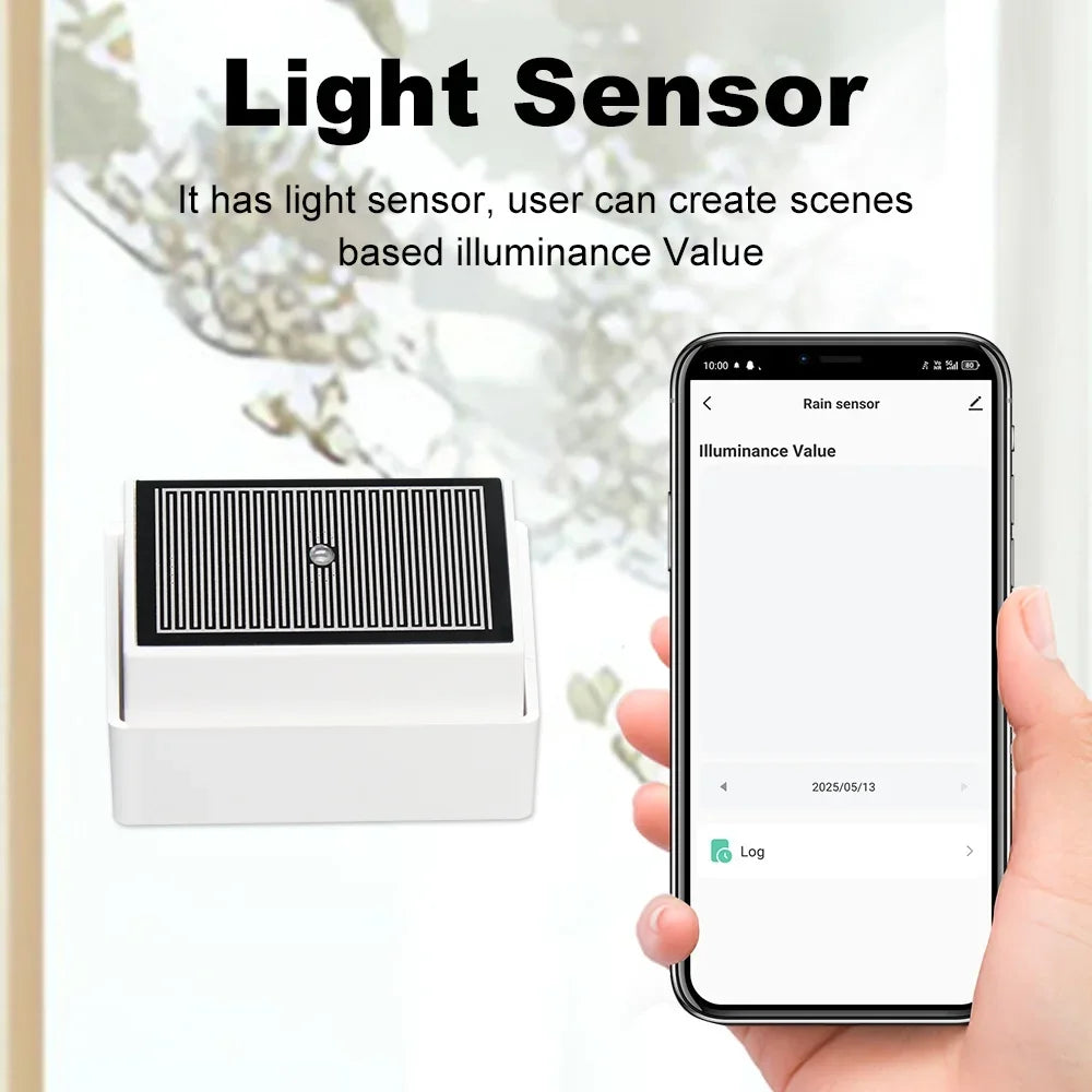 2 in 1 Tuya Zigbee Rain Sensor with Light Detector IPX4 Outdoor Waterproof Rain Detector work with Smart Life Home Assistant Z2M