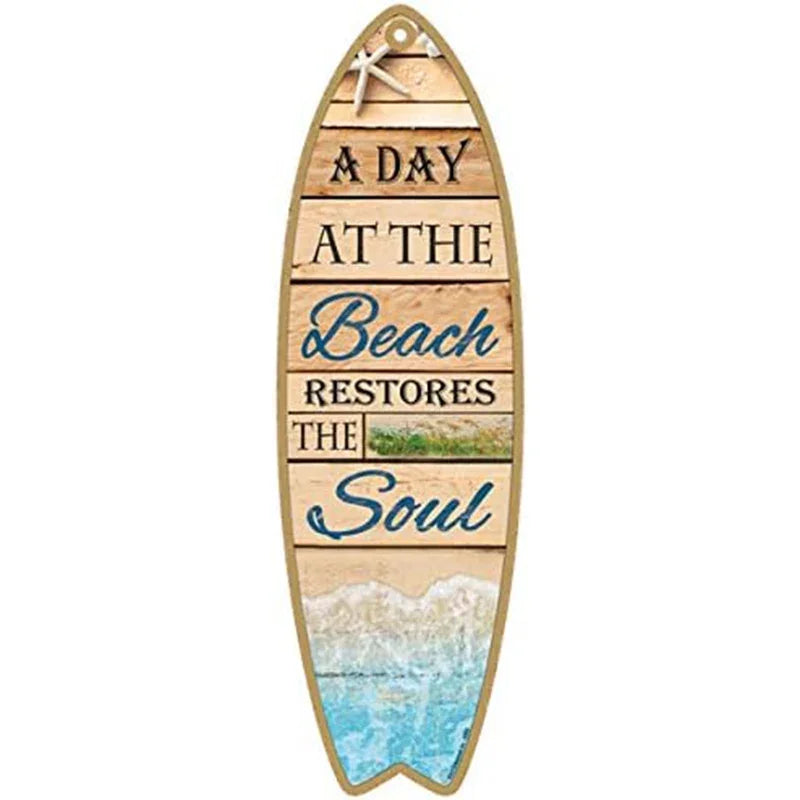 Surfboard Wooden Hanging Sign Ocean Decor Summer Decor Outdoor Decor Summer Theme Wall Decor Beach Signs for Home Cafe Bar Decor