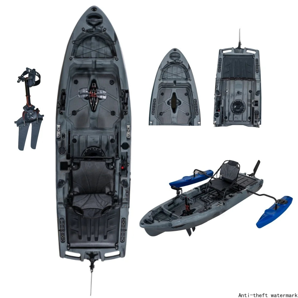 2026 Hot Selling-LSF New Design Fin Pedal Drive Kayak One Person 2.75m Modular Kayak 2 Section Detachable Fishing Boat for Sale