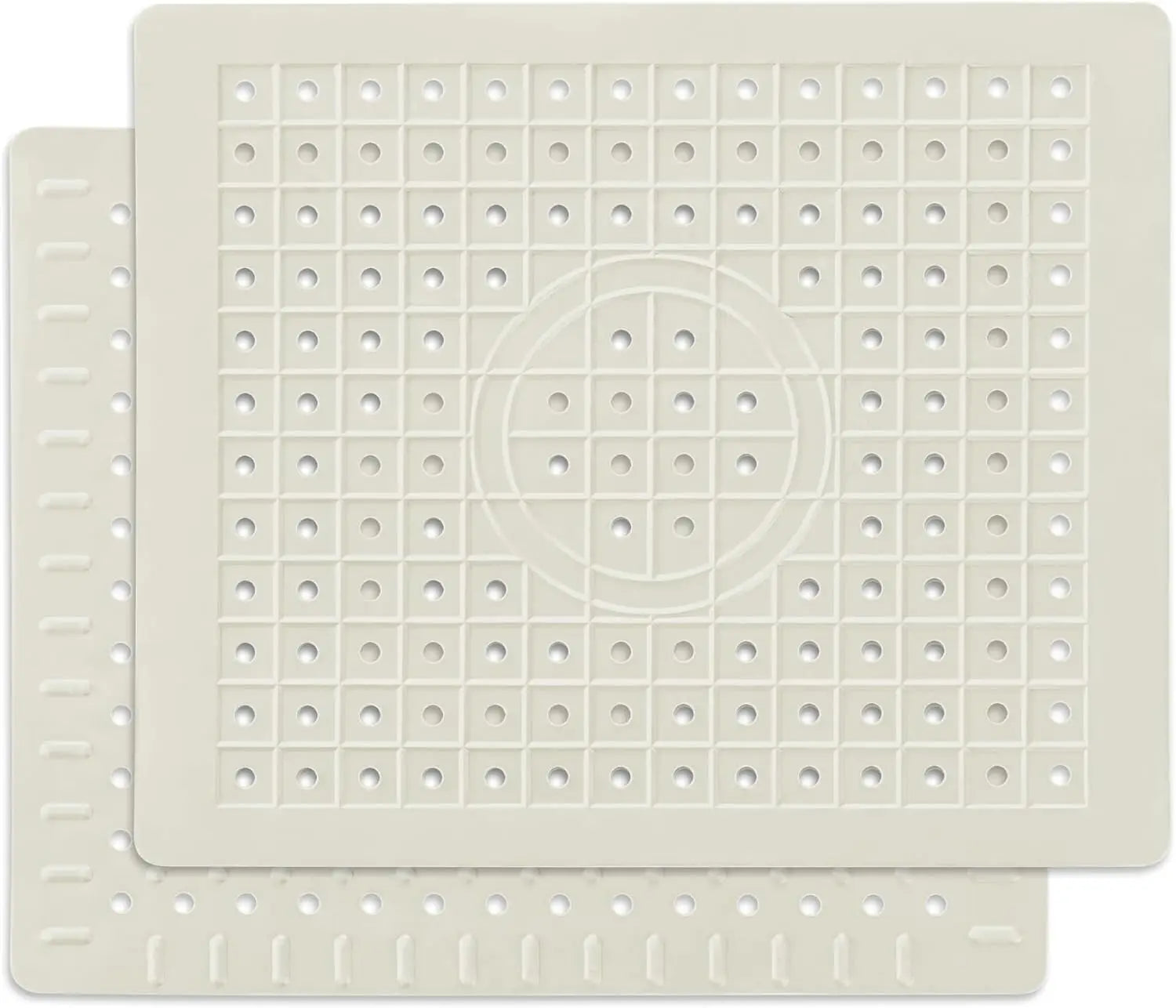 Kitchen Sink Mat 12" X 10" 2 Pack Cream White Non-Slip Fast Draining Grid Sink Protector for Bottom Dish Drying Mat Durable