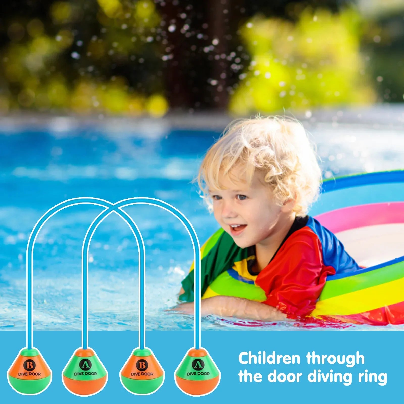 2pcs/set Through Door Diving Ring Funny Swimming Game Aids Reusable Underwater Swimming For Adults Kids Pool Through Rings