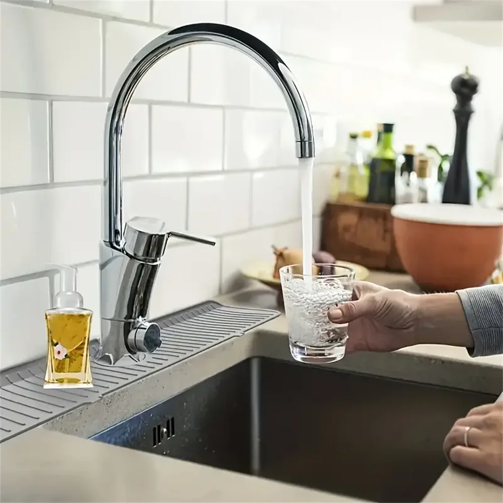 Silicone Faucet Water Catcher Mats,Kitchen Sink Spill-Proof Drying Pads,Anti-Slip Drain and Splash Guard Water Catcher Mat