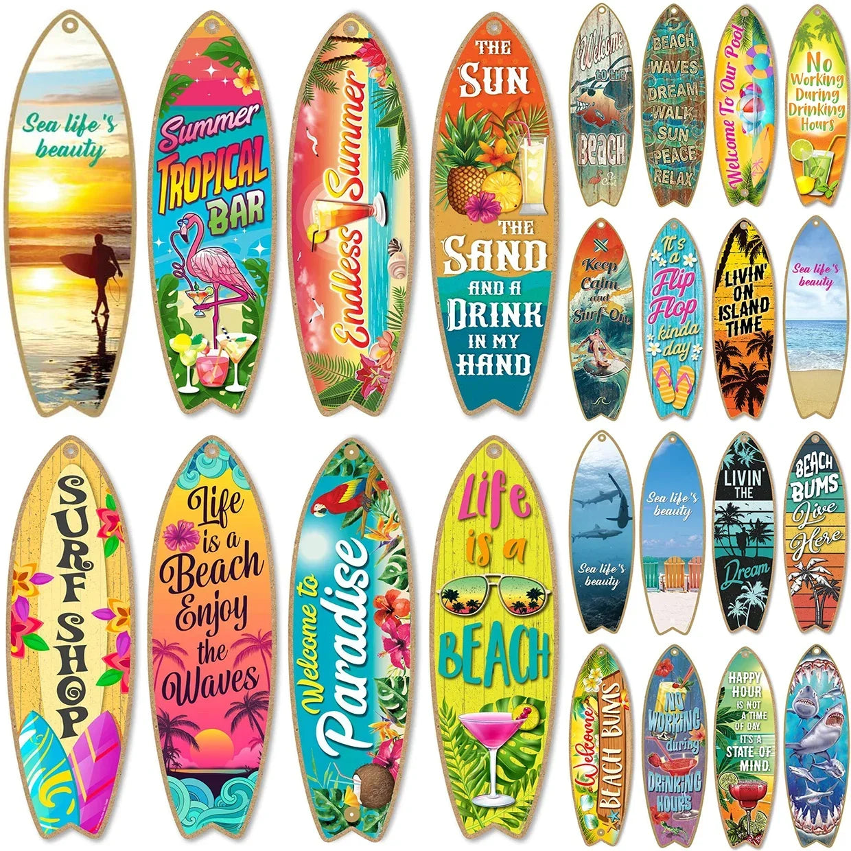Surfboard Wooden Hanging Sign Ocean Decor Summer Decor Outdoor Decor Summer Theme Wall Decor Beach Signs for Home Cafe Bar Decor