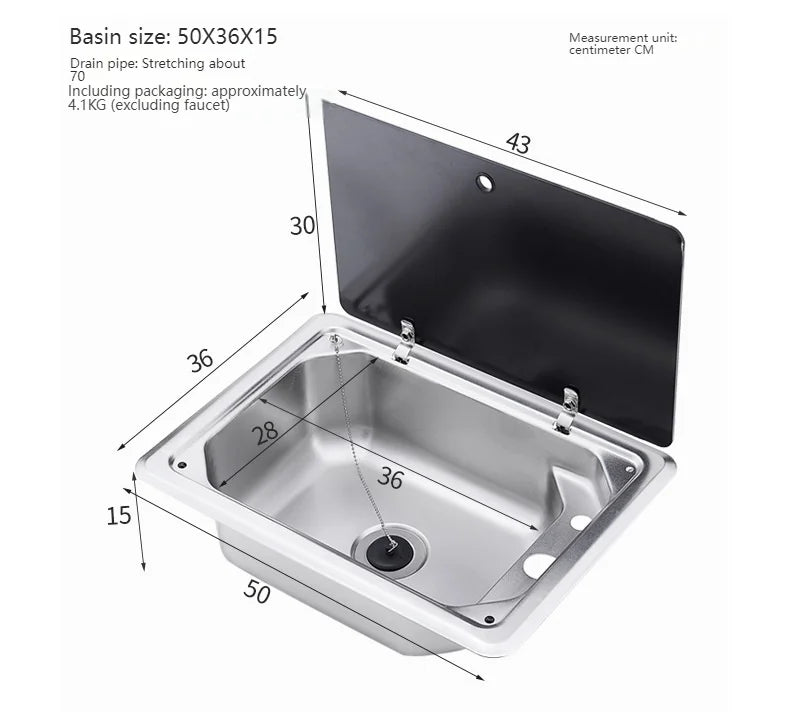 Kitchen Hidden Sink RV Caravan Motorhome Parts Stainless Steel Round Hand Wash Basin RV Kitchen Sink