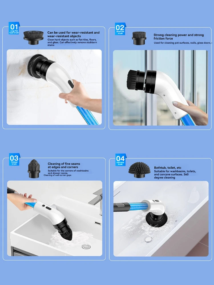 Electric Cleaning Brush Electric Spin Cleaning Scrubber Electric Cleaning Tools Parlour Kitchen Bathroom Cleaning Gadgets