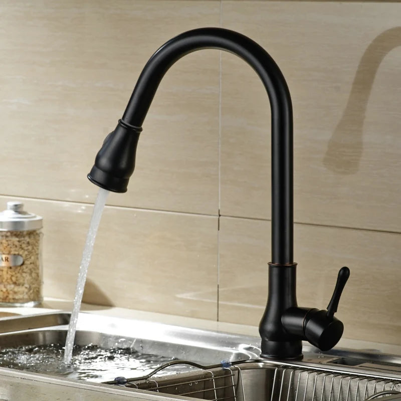 Kitchen Sink Faucet Matte Black Series for Sink Vessel Stainless Steel Hot and Cold Water Mixer Faucet