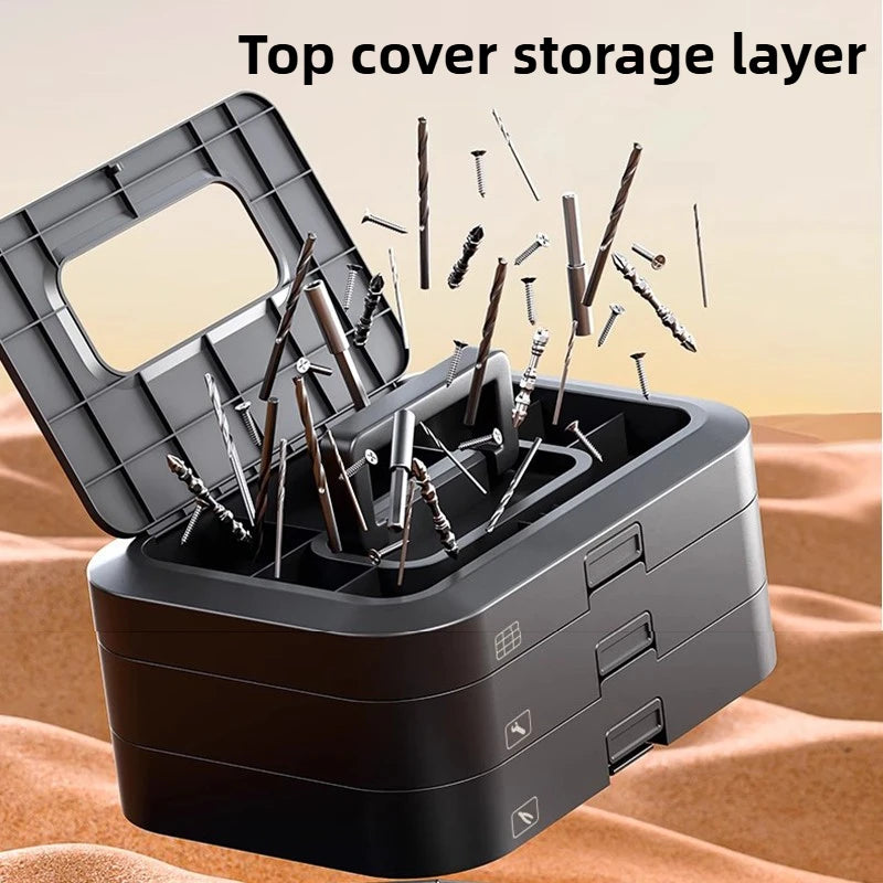 Electric Drill Tool Set Complete Repair Toolkit Electric Hardware Household Recharged Combination Tools Set Luxury Gift Box Kit