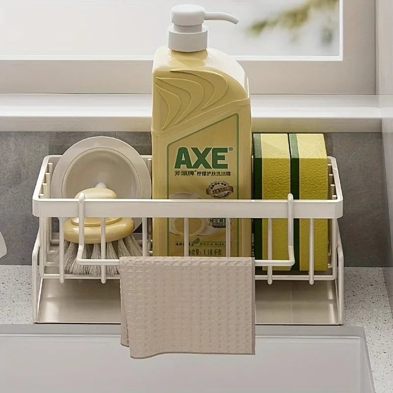 Kitchen sink storage rack, with storage rack, soap dispenser stand and sponge rack, kitchen draining rack, storage rack
